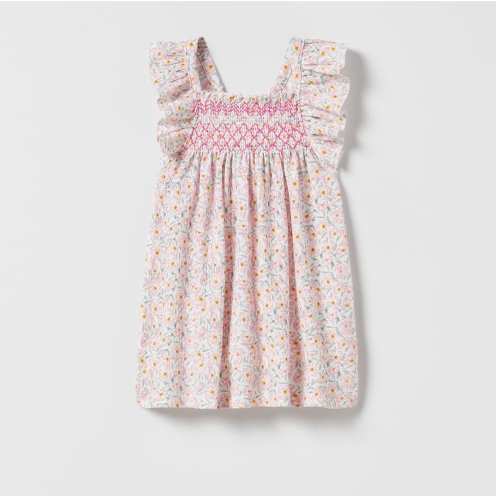 Zara Smocked Printed Dress